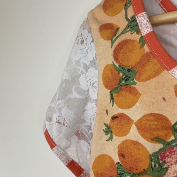 Save The Queen Vintage Short Sleeve Multicoloured Abstract Fruit Print Top Large - Picture 13 of 16